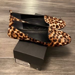 NIB Yosi Samra Silva leopard authentic calf hair flats or loafers size 11